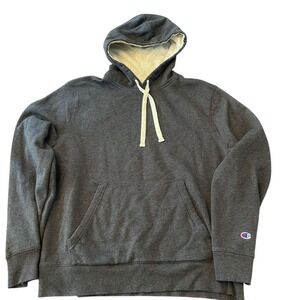Champion Men's Hoodie Large Gray Pullover Soft Front Pocket Jersey Knit Sweater‎